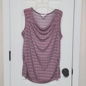 Christopher & Banks Sleeveless Pink and White Blouse (Sz M)